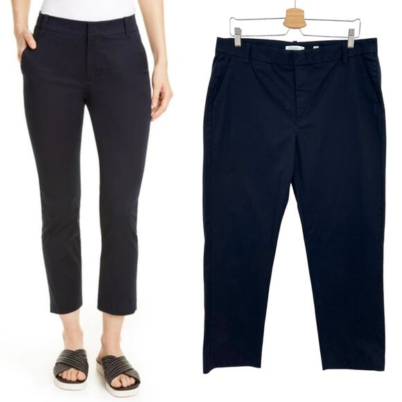 Vince Pants - Vince Coin Pocket Stretch Cotton Chino Pants Cropped Coastal Navy Blue Size 14